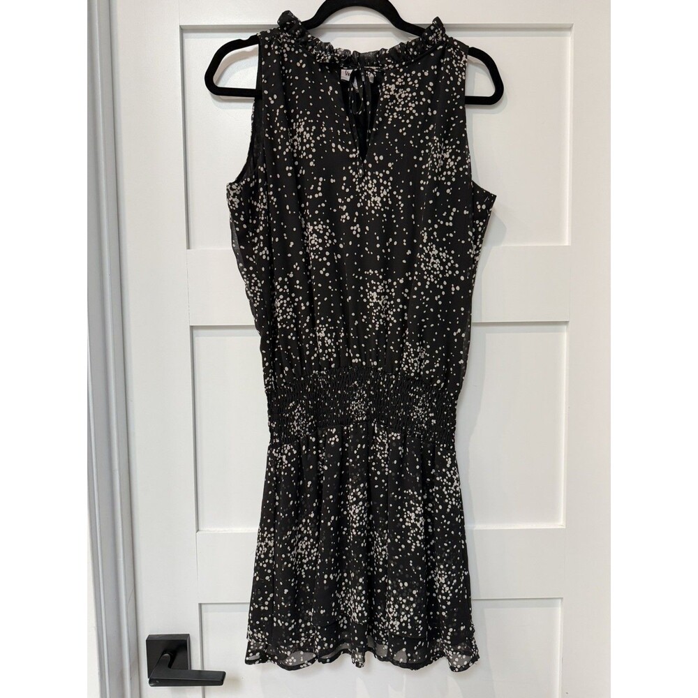 Veronica M Black Mini Summer Dress with White Dot Print - Size large